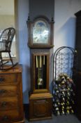 1970's Oak Long Cased Clock (missing glass to front panel)