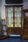 Edwardian Mahogany Glazed China Cabinet with Walnut Veneer Panels