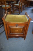 Edwardian Inlaid Mahogany Piano Stool with Music Cabinet