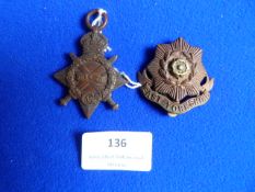 East Yorkshire Cap Badge and 1914/15 Star to Corporal A. Wandby RFA