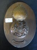 Royal Scots Fusiliers Copper & Brass Plaque on Wood ~25.5x18cm