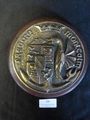 French Brass Naval Plaque on Wood ~17cm diameter