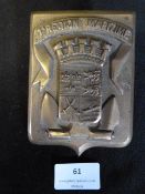 French Brass Naval Plaque ~12.5x9cm