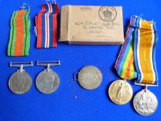 WWI and WWII Medals - Private J.W. Curley Hampshire Regiment, and Souvenir Medal to the Same Baghdad