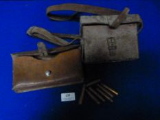 Two Leather Pouches & Small Quantity of Inert 303 Cases