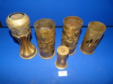 Five Trench Art Vases WW1 & WW2
