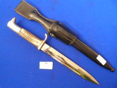 WWII German Dress Bayonet with Stag Horn Grips Marked E. Pack & Sohne Solingen on Blade