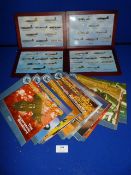 Quantity of Small Aeroplane Reference Manuals & Four Wooden Framed Plaques of Planes