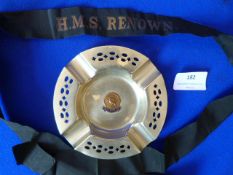 HMS Renown Cap Tally and HMS Repulse Silver Plated Ashtray