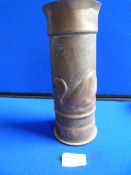 Trench Art Shell Case Depicting a Swan dated August 1917 ~22cm height