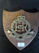 Royal Military Police Brass Plaque on Wood ~23.5x22cm