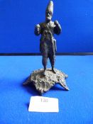 Small Antique Spelter Figure of a Warrior (weapons missing from hands, ~14cm tall)