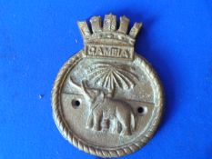 Brass Plaque - Gambia ~12.5x16cm