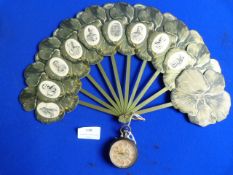 Framed Boer War Era Fan Picturing Senior Officers and Souvenir of the Great War 1914/15 Pocket Watch
