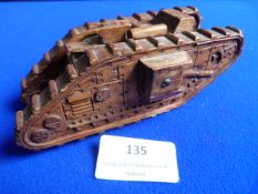 Scratch Built Wooden WWI Tank ~13.5cm long