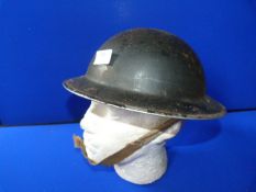 British Helmet in Black with Original Liner and Chin Strap