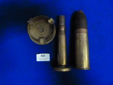 Trench Art Ashtray, Spill Vase & 40mm German Round Dated 1906