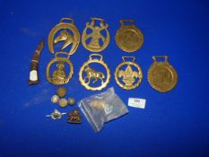 Miscellaneous Lot including Horse Brasses, Cap Badges, Musket Balls etc
