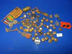 Job Lot of Buttons, Pips, Caps Badges, Dog Tags & Medal etc
