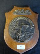 Brass Naval Plaque on Wood ~25x19cm