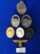Quantity of Reproduction German WW1 & WW2 Badges Including Wound Badges, Panzer Assault Badges etc