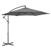 * 5x Grey Banana Umbrella. Parasol 3m Diameter. Steel Frame. 180g Polyester.