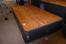 * industrial low level steel display plinth coffee table with ply infill 1200w x 600d x 250h