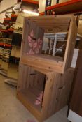 * Pair of decorative pine display crates with flower motif 500 x 500 x 500