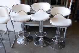 * 3 x chrome framed white beauticians stools