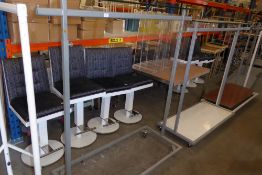 * 2 x 5ft clothes rails with wooden base shelve - adjustable height - with glass over shelves