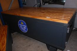 * industrial low level steel display plinth coffee table with ply infill 1200w x 600d x 450h