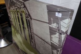 * 2 x large canvas with buildings and green details. 1200w x 600d