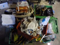 Pallet of Garage Equipment, Drill, Wire, and a Video Set