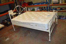 Metal Framed Double Bed with Firm Sprung Mattress