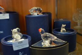 Four Swarovski Crystal Animals; Parrot, Rabbit, Be