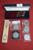 UK Crowns, Commemorative Coinage, Pen Set, etc.