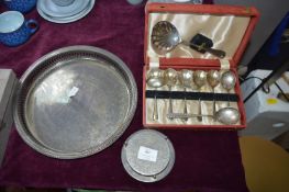 EPNS Spoon Set plus Tray and Coaster