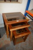 Glass Topped Nest of Three Tables