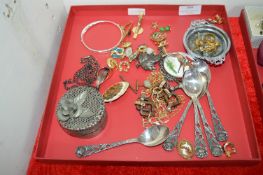 Costume Jewellery plus Spoons, Trinket Boxes, etc.