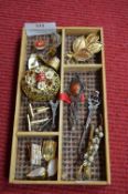 Costume Jewellery Brooches, Perfume Bottle, Cuffli