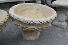 Large Circular Garden Planter with Foliage Design