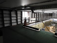 Twenty-Two Bays of Adjustable Polished Hardwood Shelving ~17.5x1.8m