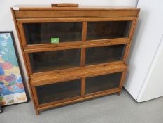 *Globe Wernicke Style Oak Double Width Bookcase Enclosed by Glazed Doors