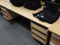 *Single Pedestal Desk with Right-Hand Drawer Pedestal in Light Beech Finish