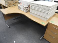 *Light Oak L-Shape Desk on Silver Frame with Left-Hand Return