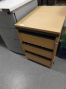 Beech Three Drawer Standalone Drawer Pedestal