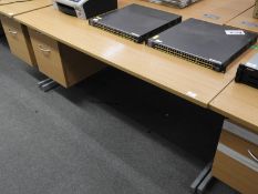 *Single Pedestal Desk with Left-Hand Drawer Pedestal in Light Oak & Silver Finish