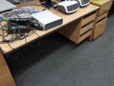 *Single Pedestal Desk with Right-Hand Drawer Pedestal in Light Beech Finish