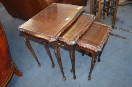 Glass Topped Nest of Three Tables