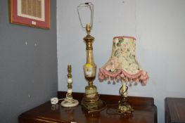 Two Onyx and One Decorative Table Lamp bases